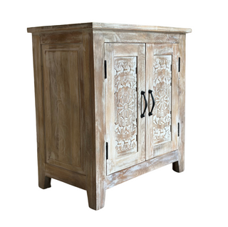 Swanton Side Cabinet, side, nightstand, beside table, accent cabinet, side bed table, handcarved cabinet, side cabinet, sustainable furniture, handmade cabinet, liamandlana.com