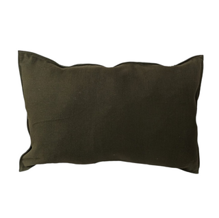 Vera Suede Pillow - Olive 16" x 24", back side, green suede pillows, handmade pillow, decorative pillow, green throw pillow, olive throw pillow, lumbar pillow, zipper closure, down feather insert, liamandlana.com