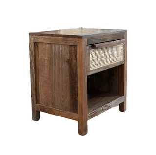 Martley Nightstand, side, bedside table, drawers, side bed table, rattan nightstand, mango wood, sustainable furniture, liamandlana.com 