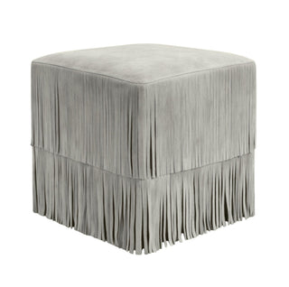 Adele Fringe Ottoman - Stone Grey