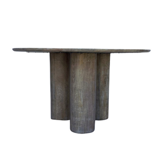 Brookhaven Dining Table, side angle, round mango wood, 53", sustainable, liamandlana.com
