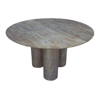 Brookhaven Dining Table, front side, round mango wood, 53", sustainable, liamandlana.com