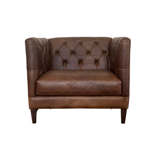 Calvin Maxi Chair, front side, accent chair, accent chair for living room, leather chair, leather accent chair, genuine leather, luxury furniture, liamandlana.com 