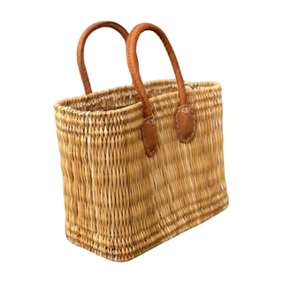 Little Gift Basket, side angle, woven bag, straw bag, basket purse, gift basket, small basket purse, handmade bag, genuine leather, summer bag, liamandlana.com 