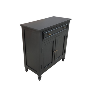 Dallas 2-Door Chest, side angle, cabinet, nightstand, small, black, drawers, mango wood, sustainable furniture, liamandlana.com