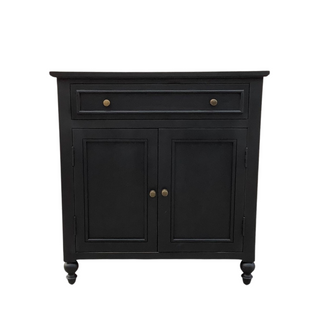 Dallas 2-Door Chest, front side, cabinet, nightstand, small, black, drawers, mango wood, sustainable furniture, liamandlana.com