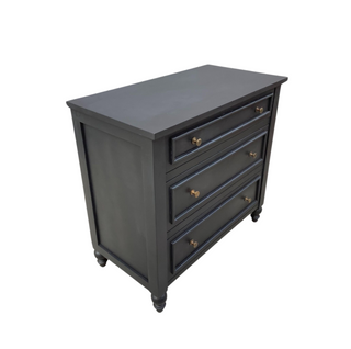 Dallas 3-Door Chest, side angle, cabinet, chest of drawers, nightstand, black, small, mango wood, sustainable furniture, liamandlana.com