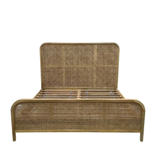 Jackson King Bed, front side, bed frame, mango wood, rattan, cane. organic modern, sustainable furniture, liamandlana.com 