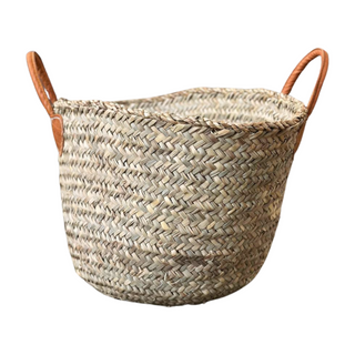 Firewood Basket, side angle, basket, baskets, storage basket, woven basket, market basket, woven storage basket, basket for blankets, blanket baskets, handmade baskets, home decor, natural materials, liamandlana.com 