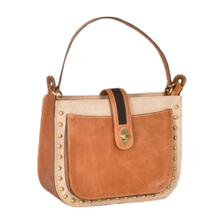 Camila Saddle Bag, angled, saddle bag, leather saddle bag, leather purse, genuine leather, pure linen, handmade bag, liamandlana.com