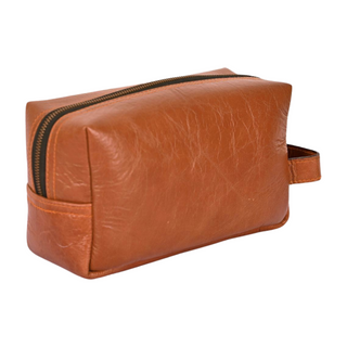 Leather Toiletry Bag - Large, side angle, toiletry bag, toiletries bag, men's toiletries bag, ments toletry bag leather, genuine leather, handmade bag, liamandlana.com 