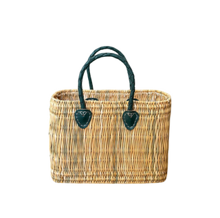 Little Gift Basket - Green, front side, woven bag, straw bag, basket purse, gift basket, small basket purse, handmade bag, genuine leather, summer bag, liamandlana.com 
