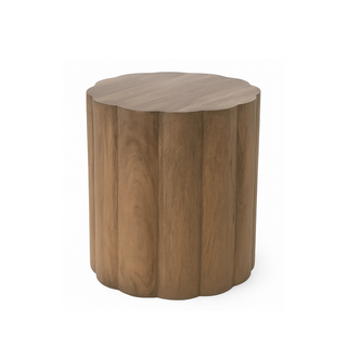 Wooden side table with a hexagonal top