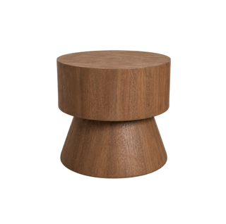 Wooden side table on a white background