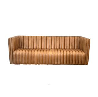 Penelope Sofa, front side, couch leather, leather sofa, modern sofa, channel tufted, genuine leather, luxury furniture, liamandlana.com 