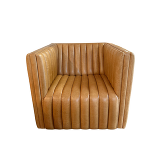 Penelope Swivel Chair, front side, accent chair, leather chair, leather accent chair, leather swivel chair, dallas saddle, genuine leather, luxury furniture, liamandlana.com 