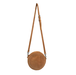 Brown round crossbody bag with a strap 