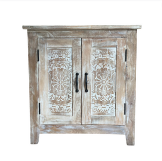 Swanton Side Cabinet, front side, nightstand, beside table, accent cabinet, side bed table, handcarved cabinet, side cabinet, sustainable furniture, handmade cabinet, liamandlana.com