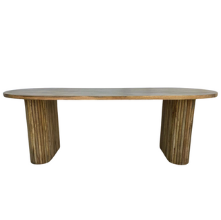 Serena Oval Dining Table, front, dining table, dining room table, dining table oval, fluted base, natural finish, sustainable furniture, mango wood, handmade table, liamandlana.com