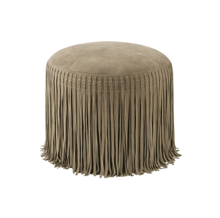 Suede Pouf w/ Fringe - Mushroom