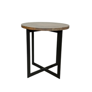 Harlow Accent Table, front side, round side table, end table, mango wood, handmade, sustainable, liamandlana.com