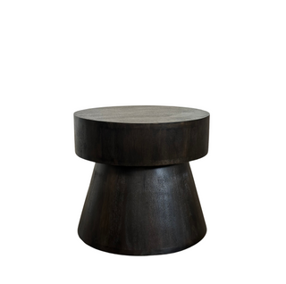 Mushroom Accent Table - Small, front side, side table, end table, round, dark brown, mushroom, handmade, mango wood, liamandlana.com 