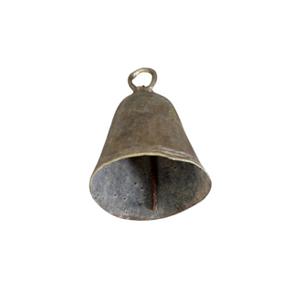 Vintage Brass Cow Bell, top angle, bell, cow bell, vintage bell, decor, table top accessories, liamandlana.com 