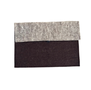 Wool Laptop Sleeve - Flecked Beige/ Brown