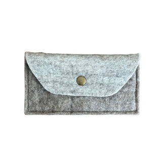 Wool Pouch - Flecked Beige/Flecked Grey, front side, pouch bag, organize purse, glasses case, wool pouch, organization, small goods, handmade pouch, liamandlana.com 