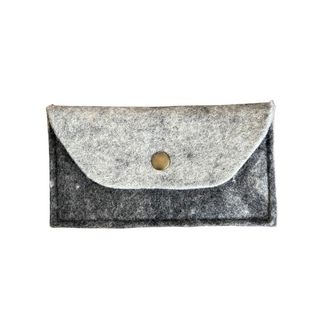 Wool Pouch - Flecked Grey/Flecked Steel, front side, pouch bag, organize purse, glasses case, wool pouch, organization, small goods, handmade pouch, liamandlana.com 